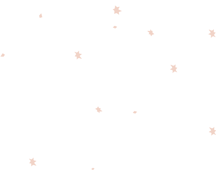 Pink star-shaped confetti scattered on a black background.