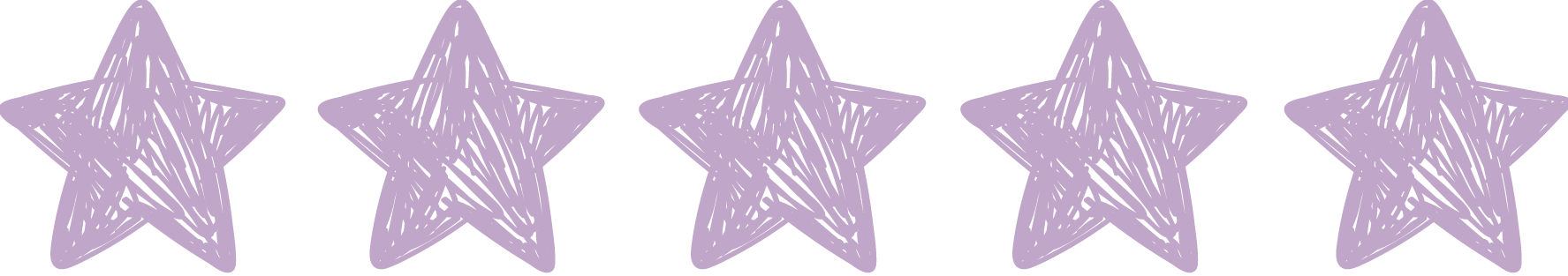 Five lavender stars aligned horizontally, reminiscent of glowing reviews.